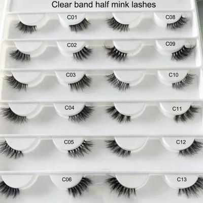 China Natural Custom Long Eyelash Packing Half Eyelashes Corner Short Eyelashes Half Mink 3D Lashes for sale