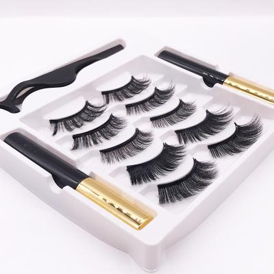 China Natural Soft 5 Pairs Pack Magnetic 3D Eyelashes and Magnetic Eyeliner Kit Magnet False Eyelashes for sale