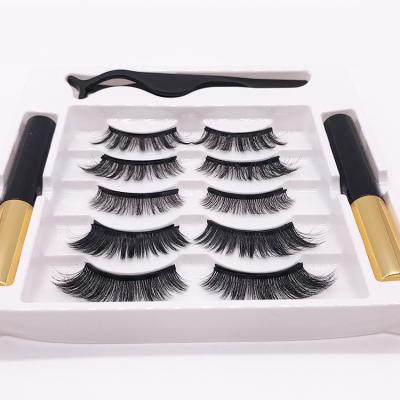 China Natural soft wholesale private label lashes magnetic 3d eyelashes with eyeliner for sale