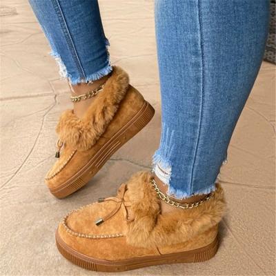 China New Arrivals Printed 2020 Fur Snow Boots Doug Shoes Winter Hairy Flats Sandals For Women for sale