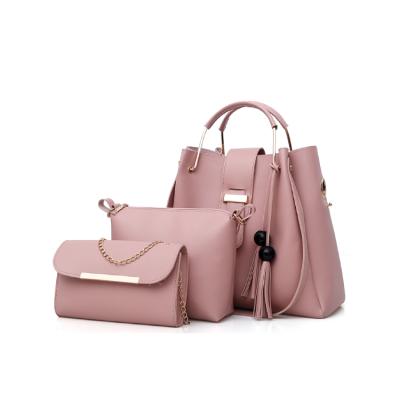 China Hot Sale Large Capacity Bolsas Women Handbags Solid Color Cross - Body Bag Mini Purse Pu Leather Luxury Handbags For Women With 3PCS Set for sale