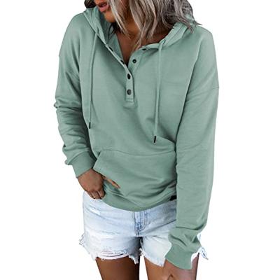 China Autumn and winter women's soft top half-cardigan buttoned loose casual hoodie solid color sweater for sale