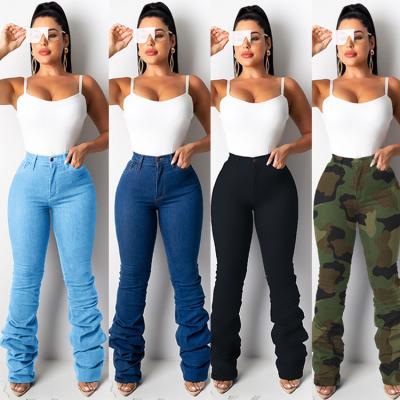 China Plus Size 2021 Fashion Skinny Stacked Jeans Women High Waisted Denim Stacked Jeans Pants Womens Trousers for sale