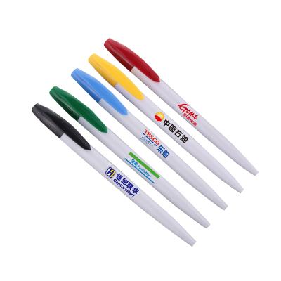 China Promotional Customized Plastic Pen Advertising Ballpoint Pen LOGO Press Oil Pen Ballpoint Pens for sale