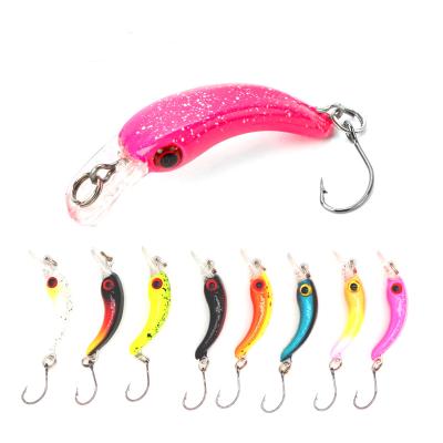 China ABS Plastic 4cm 1.3g Mininow Sinking Artificial Realistic Bass Hard Baits Treble Hooks 3d Eyes Crankbait Fishing Lures for sale