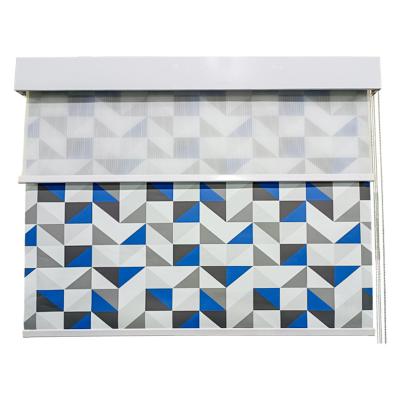 China CLASSIC Stainless Steel Chain Roller Blind And Sided Curtains Roller Double Blinds 3D Printing Pattern for sale