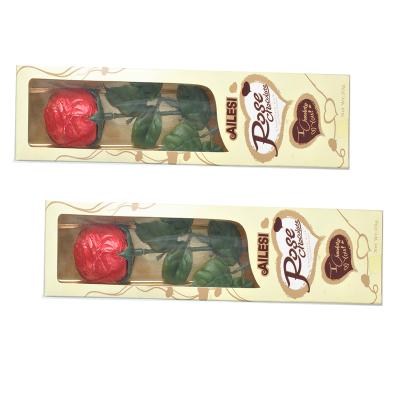 China Valentine Chocolate Rose Factory Wholesale Chocolate Bar Hollow Milk Chocolate Rose for sale