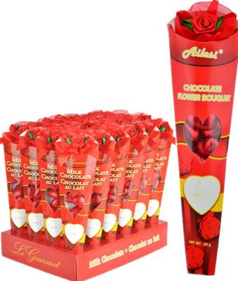 China As Product 80g Chocolate Bouquet / Heart Shape Chocolate Candy For Gift for sale