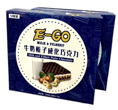 China Daily Eat Crispy Chocolate Snack Milk Wafer Hazelnut Milk Chocolate Cookie OEM China Factory Manufacturing for sale