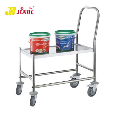 China JINHE Transport Stainless Steel Structure Hand Trolley Large Cage Non-slip Folding Heavy Duty 150kg Platform Trolley for sale