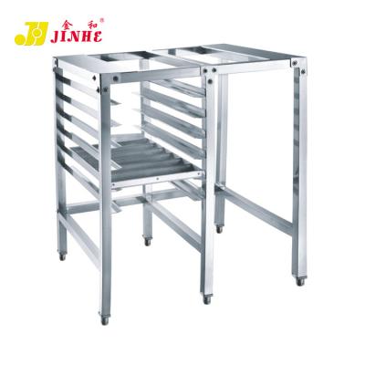 China Classic Stackable JINHE 1/1 2/1/5 Trolley GN Stainless Steel Trolley Foldable Tray Food Stand Food Cart for sale