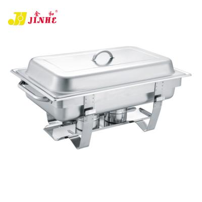 China Restaurant Non-Stick Metal Cover JINHE Porcelain Stainless Steel Hanging Chafing Dish Buffet for sale