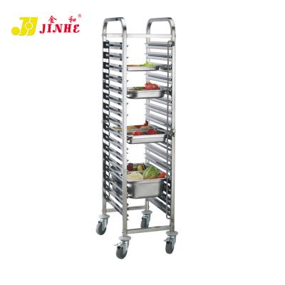 China Restaurant Classic Folding Row Stainless Steel JINHE Storage Kitchen Cart Serving Cart for sale