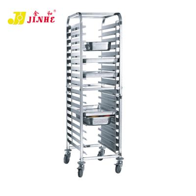 China JINHE Classic Aluminum Bread Stainless Steel Bakery Rack Home Storage GN Cooling Baking Cart for sale