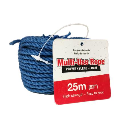 China High Strength Kontted Fishing Field Twisted Blue PE Packing Rope For Fishing Field for sale