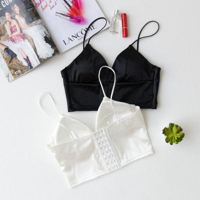 China OEM Solid Color Sling Women's Underwear V-Neck Beauty Chest Envelope Nylon Seamless Bra Comfortable Simplicity One Piece Back for sale