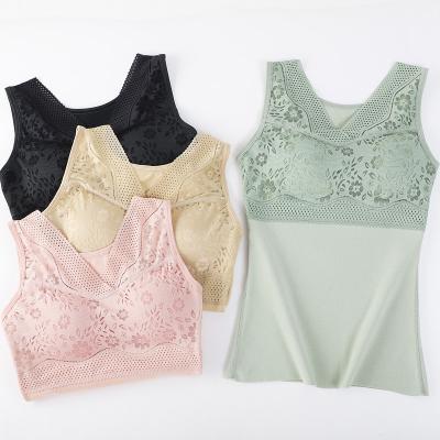 China OEM Women Winter Velvet Vest Shapewear Breathable Hot Selling Underwear With Lace Warm Seamless Bra For Women for sale