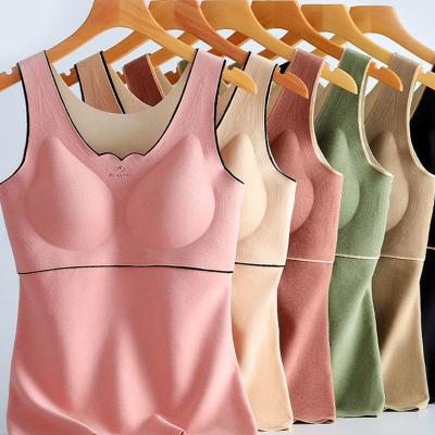 China Hot Sale QUICK DRY Ladies Warm Slim Body Shaping Vest With Chest Pad Women Velvet Thick Thermal Bra Warm Underwear for sale