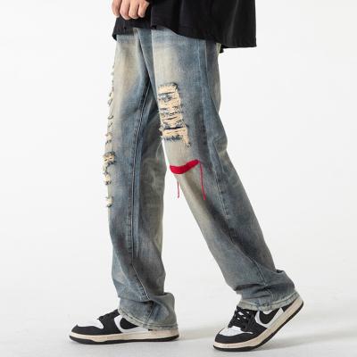 China Other fashion hip hop style streetwear denim pants super embroidery ripped jeans mens culottes de hombre jeans for sale