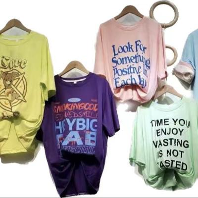 China Wholesale Cheap Price Oversized Women's Girls Custom Tee Lot Polyester Stock Graphic T-Shirt for sale