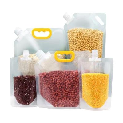 China Recyclable Grains Cereals Household Food Plastic Bags Transparent Food Grade Transparent Stand Up Pouch Bag  Spout Top for sale