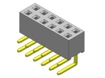 중국 2.54mm Dual Row R/A Dip TYPE PCB Header Connector 2*2PIN To 2*40PIN 판매용