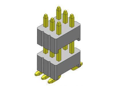 China 1.27*2.54mm Double Row Female Header Stack Straight SMT Type 2*3PIN To 2*40PIN SQ0.46mm en venta