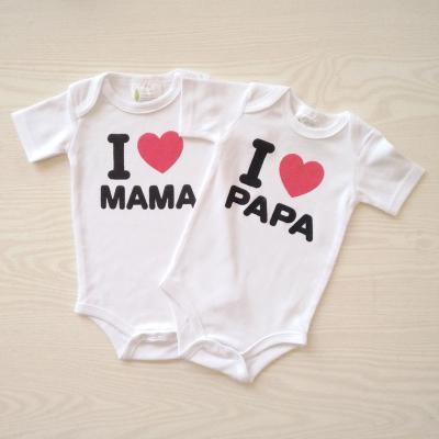 China Onesie 100% Wholesale Unisex Short Printing Dad Mom Love Clothes i Boys Girls Cotton 2 Pcs Set Rompers Jumpsuits Sleeeves for sale