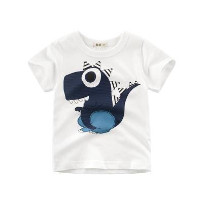 China Casual Hot Sale In Amazon Baby Boy Cotton T-shirt White Color Customized Print Clothes For Baby And Kids for sale