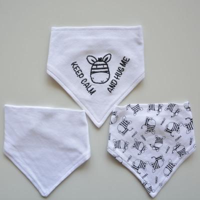 China Disposable Wholesale 3 Pcs Set Embroidery Printing Design Bibs Simple White Color Baby Bibs for sale