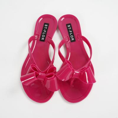 China NEW FASHION WOMEN waterproof FASHION CUTE LADY FLIP FLOPS SLIDES SLIPPERS SUMMER BOWKNOT JELLY SANDALS for sale