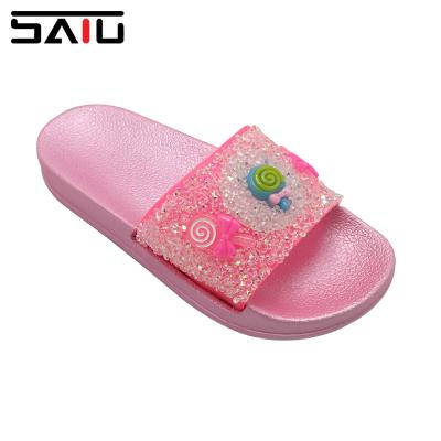 China Lovely Waterproof Comfortable Soft Kid Children Slippers Slides Sandals With Crystal Candy for sale