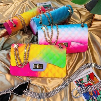 China Fashion Women Freeze Purse Women Handbags Rainbow Gradient Candy Colored Cross - Body Bag PVC Lady Bags for sale