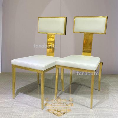 China New Style Adjustable Stainless Steel Frame White Leather Throne (Other) Dining Chair With Gold Legs for sale