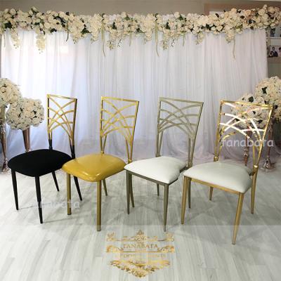 China Modern Iron Cross Back Metal Banquet Hall Chair Wedding Bridal Furniture for sale