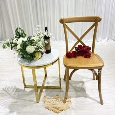 China Modern Events Rental Stackable Cross Back Wooden Wedding Dining Chairs for sale