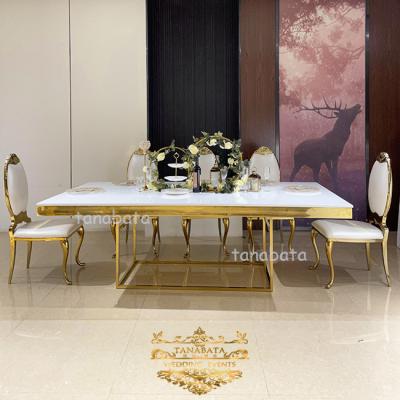 China (Other) Base MDF adjustable gold wedding top stainless steel tables and chairs for sale