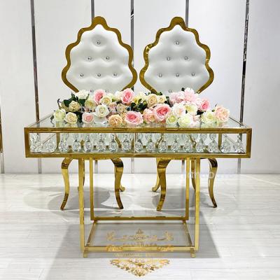 China (Other) luxury design adjustable gold bride groom wedding table with crystal for sale