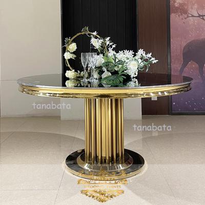 China (Other) stainless steel adjustable glass top center circle wedding tables sale for sale