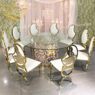 China DINING TABLE Sixteen Colors Stainless Steel Led Light Used Wedding Round Tables For Events for sale