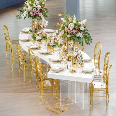 China Adjustable Luxury White MDF Top Acrylic Banquet Hall Low Event Tables (Other) Wedding for sale