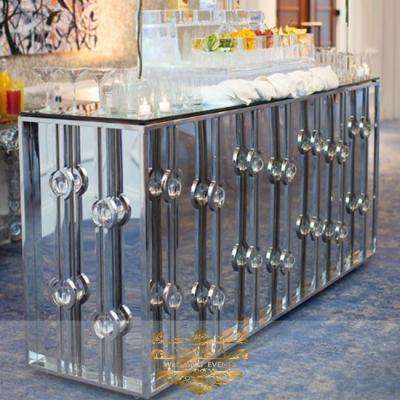 China Modern Luxury Bar Furniture Mirrored Stainless Steel Golden Reception for sale