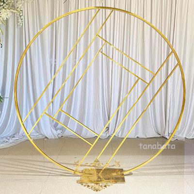 China Durable Huge Gold Stainless Steel Flower Wall Decorations Wedding Event Backdrop Design for sale