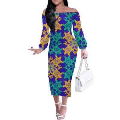 China Breathable New Arrive Autumn Dress Exclusive Polynesian Floral Print Sweetheart Daily Holiday Party Dresses Women's Best Selling Monsoon for sale