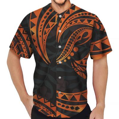 China Custom Color Summer Mens Antibacterial Hawaiian Shirt Mens Ethnic Tops Baseball Uniform With Buttons for sale