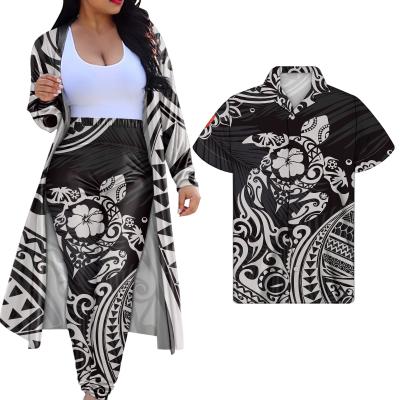 China Breathable Customized African Pattern Couple Clothes Womens Casual Long Coat With Shirt Top for sale