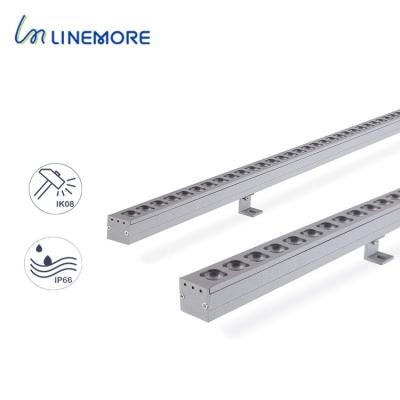 China Hotel Project Architecture 12W 18W Exterior Facade Building Lighting IP66 Linear Led Pixel Dmx512 RGB Wall Washer Light for sale