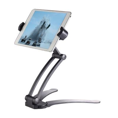 China Adjustable Angle 2 in 1 Wall Folding Tablet Holder Mount Adjustable Multiple Tablet Holder Mobile Phone Holder for Desktop for sale