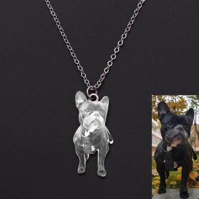 China Fashion Trendy Dog Cat Animal Stainless Steel Custom Print Photo Necklace Memory Engraving Special Birthday Gift For Women Man for sale