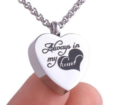 China Fashion Qiuhan OEM Personalized Photo Texts Cremation Urn Jewelry Custom Engraving Heart Pendant Necklace for sale